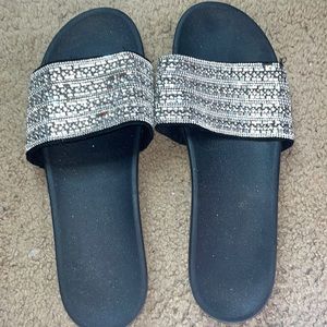 Glitter black sandals